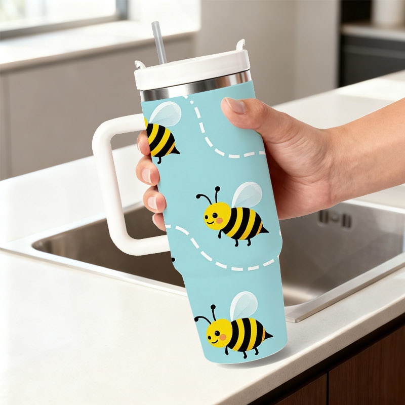 Playful Cartoon Bee And White  - đánh giá và giá Sublimation Mug White