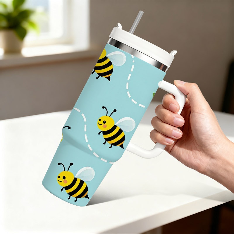 Playful Cartoon Bee And White  - đánh giá và giá Sublimation Mug White